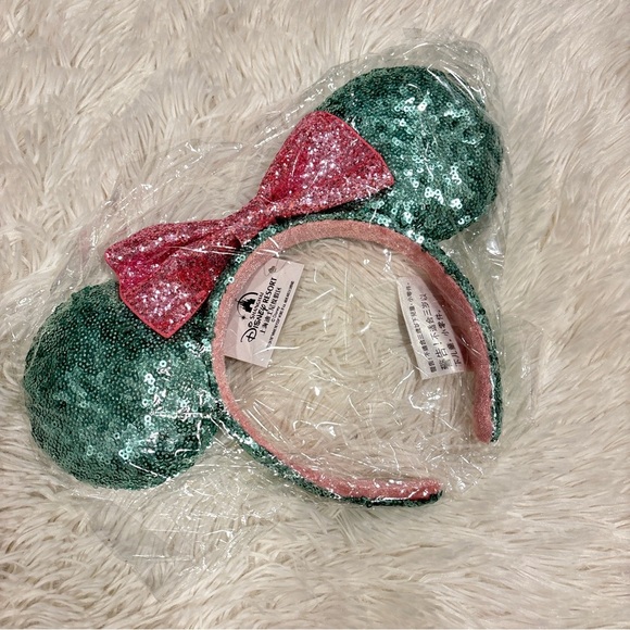 Disney Parks Pink Sugar Rush Minnie Mouse Ears Limited Bow Sequins Headband - Picture 2 of 8